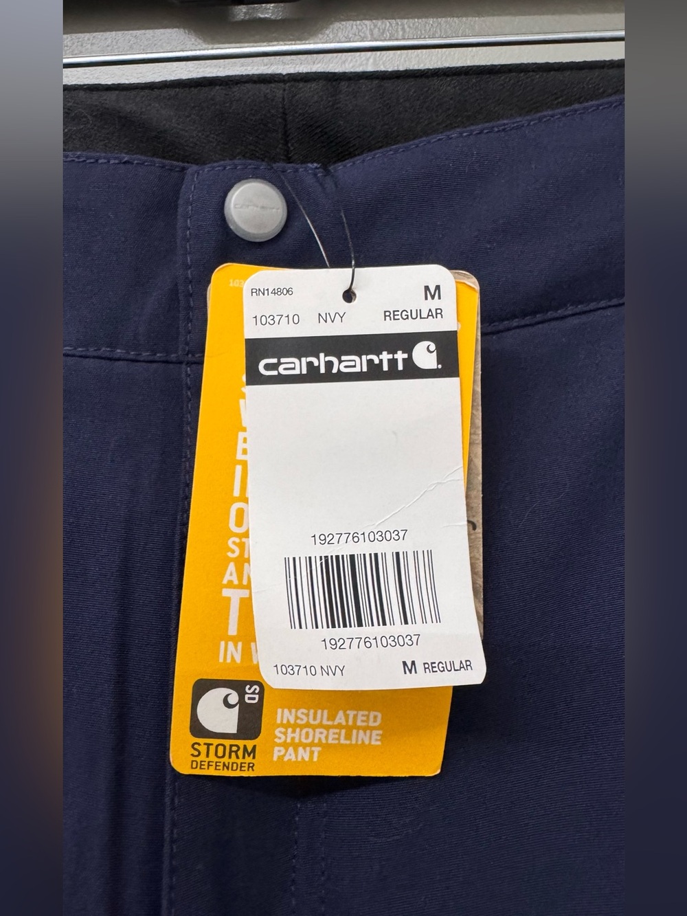 Carhartt Storm Defender Shoreline insulated waterproof pants in navy blue Mens M - Picture 2 of 6